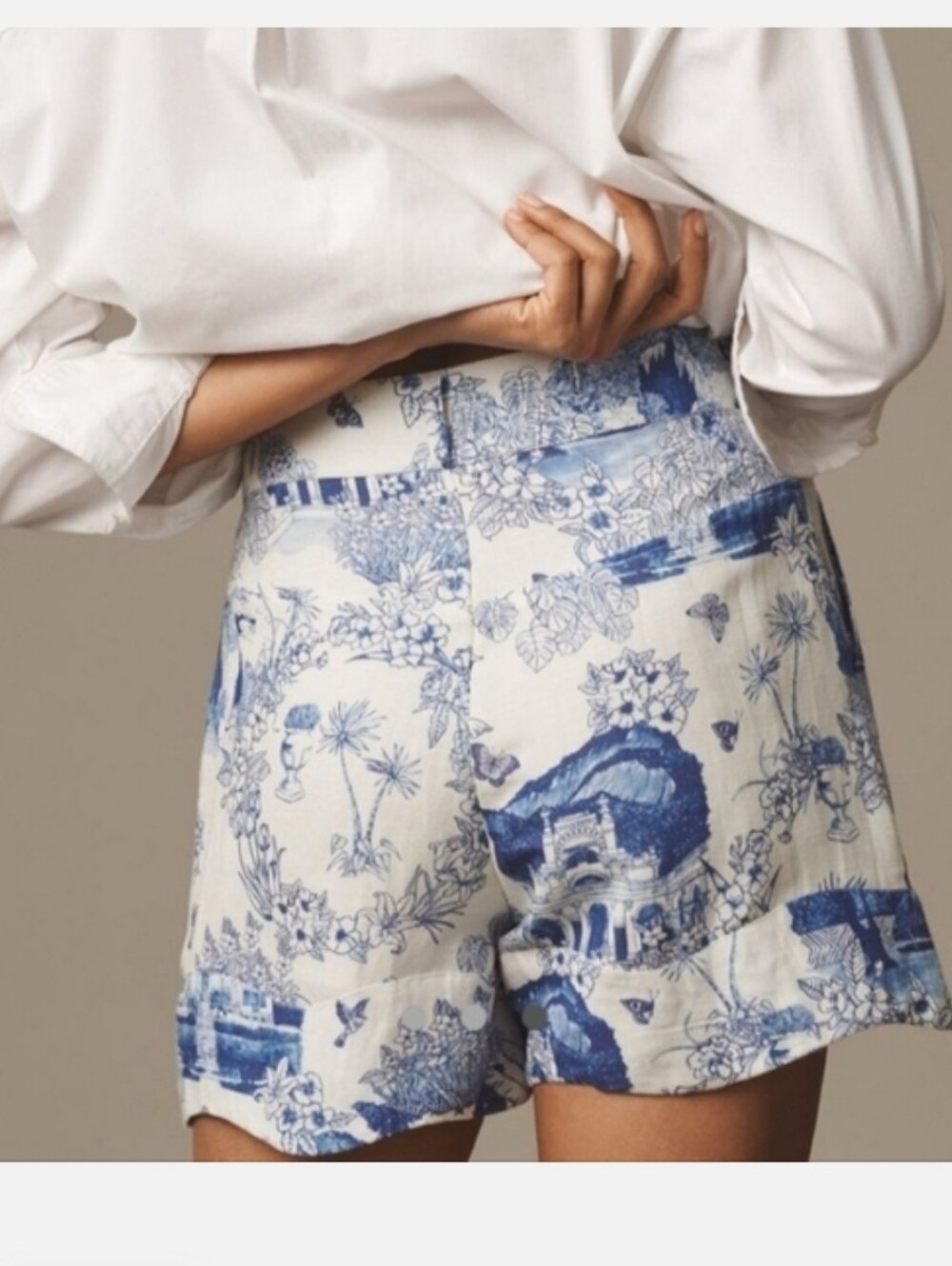 Farm Rio Antique Print Linen Shorts XS - Picture 2 of 6